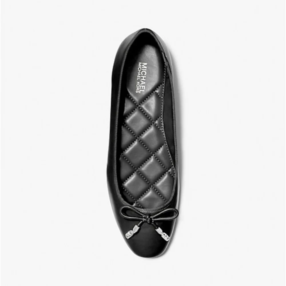 MICHAEL Michael Kors Flex Ballet Flats Black Leather Bow Shoes Size 6 NWT